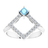 14K White Aquamarine & 1/5 CTW Diamond Geometric Ring - 72053611P photo 3