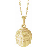 14K Yellow 14.7x10.5 mm Meditation Buddha 16-18 Necklace - 86871601P photo