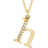 14K Yellow .03 CTW Diamond Lowercase Initial h 16 Necklace - 8580360022P photo