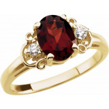 14K Yellow Mozambique Garnet & .06 CTW Diamond Accented Ring - 60442208961P photo