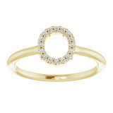 14K Yellow .08 CTW Diamond Initial O Ring - 1238346071P photo 3