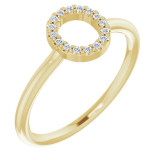 14K Yellow .08 CTW Diamond Initial O Ring - 1238346071P photo