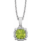 14K White Peridot & .05 CTW Diamond 18 Necklace - 65195360008P photo