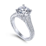 Gabriel & Co. 14k White Gold Victorian Straight Engagement Ring - ER12282R8W44JJ photo 3