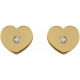 14K Yellow .01 CTW Diamond Solitaire Heart Youth Earrings - 192032601P photo 2
