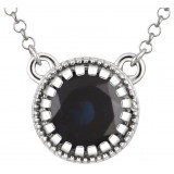 14K White Blue Sapphire September 18 Birthstone Necklace - 651611118P photo