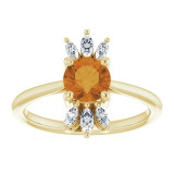 14K Yellow Citrine & 1/4 CTW Diamond Ring - 72080666P photo 3