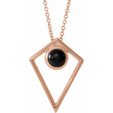 14K Rose Onyx Cabochon Pyramid 16-18 Necklace - 86863622P photo