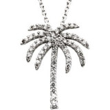 14K White 1/4 CTW Diamond Palm Tree 16 Necklace - 6712784402P photo