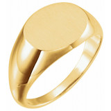 14K Yellow 14x12 mm Oval Signet Ring - 9823102P photo