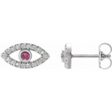 14K White Pink Tourmaline & White Sapphire Earrings - 86884627P photo