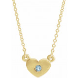 14K Yellow Aquamarine Heart 16 Necklace - 8633560009P photo