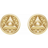 14K Yellow Eye of Providence Earrings - 87026601P photo 2