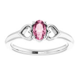 14K White 5x3 mm Oval Tourmaline Youth Heart Ring - 71987613P photo 3