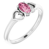 14K White 5x3 mm Oval Tourmaline Youth Heart Ring - 71987613P photo