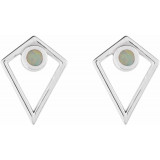 14K White Opal Cabochon Pyramid Earrings - 86862601P photo 2