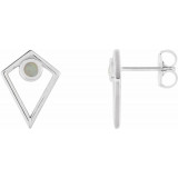 14K White Opal Cabochon Pyramid Earrings - 86862601P photo
