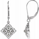 14K White 1/10 CTW Diamond Granulated Filigree Earrings - 65261060000P photo
