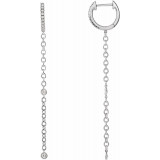 14K White 1/4 CTW Diamond Hinged Hoop Chain Earrings - 65346260000P photo