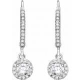 14K White 5/8 CTW Diamond Halo-Style Lever Back Earrings - 65293860001P photo 2