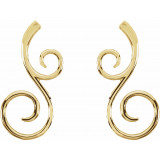 14K Yellow 38x17 mm Scroll Pattern Earrings - 84322601P photo 2