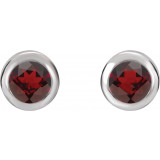 14K White 4 mm Round Genuine Mozambique Garnet Birthstone Earrings - 6108660000P photo 2