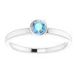 14K White 4 mm Round Aquamarine Ring - 718066030P photo 3