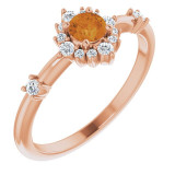 14K Rose Citrine & 1/6 CTW Diamond Ring - 720886048P photo