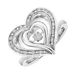 Gems One Silver (SLV 995) Diamond Rhythm Of Love Fashion Ring  - 1/10 ctw - ROL1172-SSWD photo