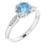 14K White Aquamarine & .04 CTW Diamond Ring - 719536004P photo