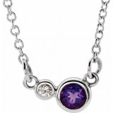 14K White Amethyst & .02 CTW Diamond 18 Necklace - 86793693P photo