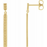 14K Yellow 29x2.4 mm Sculptural Bar Earrings - 86791601P photo