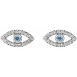 14K White Aquamarine & White Sapphire Earrings - 86884629P photo 2