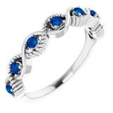 14K White Blue Sapphire Stackable Ring - 720466008P photo