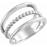 14K White Beaded Negative Space Ring - 51692101P photo