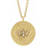 14K Yellow .025 CTW Diamond Lotus 16-18 Necklace - 86975606P photo