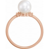 14K Rose Freshwater Cultured Pearl & .025 CTW Diamond Ring - 6194602P photo 2