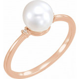 14K Rose Freshwater Cultured Pearl & .025 CTW Diamond Ring - 6194602P photo