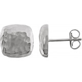 14K White Hammered Square Earrings - 861051003P photo
