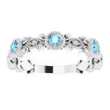 14K White Aquamarine & .03 CTW Diamond Leaf Ring - 71921600P photo 3