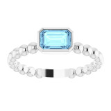 14K White Aquamarine Stackable Family Ring - 716246008P photo 3