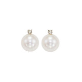 Gems One 14Kt White Gold Diamond (1/20Ctw) & Pearl (1 Ctw) Earring - PSD7.00AAA-4W photo