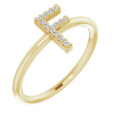 14K Yellow .06 CTW Diamond Initial F Ring - 1238346026P photo