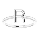 14K White Initial R Ring - 51895203P photo 3