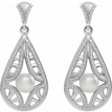 14K White Freshwater Cultured Pearl Vintage-Inspired Earrings - 86932600P photo 2