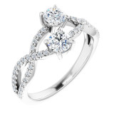 14K White 3/4 CTW Diamond Two-Stone Ring - 12314860000P photo