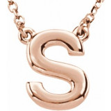 14K Rose Block Initial S 16 Necklace - 8463460018P photo