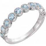 14K White Aquamarine Beaded Ring - 71896600P photo