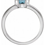 14K White Aquamarine Marquise Stackable Family Ring - 713546008P photo 2