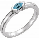 14K White Aquamarine Marquise Stackable Family Ring - 713546008P photo